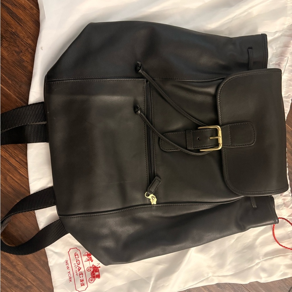 Coach Black Leather Bag with Gold Accents - LIKE NEW